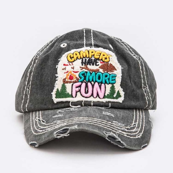 Accessories - NWT Embroidered Camper Distressed Baseball Cap